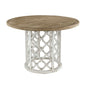 Round Wooden Dining Table With Ornate Cut Out Base - Brown / Antique White