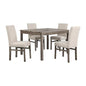 5 Piece Transitional Dining Set With Table And Upholstered Chairs