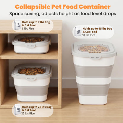Dog Food Storage Container With Wheels, Collapsible Pet Food Storage Container With Clear Window, Measuring Cup & Scoop, BPA Free Cat Food Container For Rice, Flour, Grain, Bird Seed