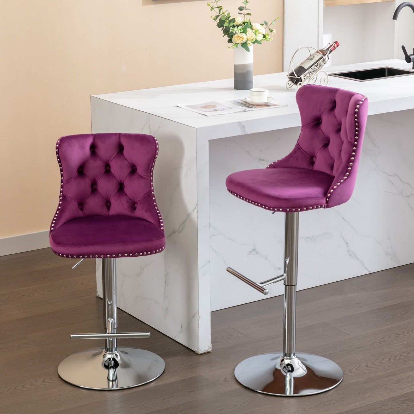 Swivel Adjustable Height Barstools Set of 2
