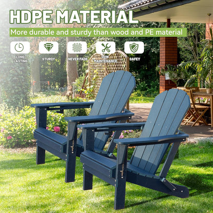 Adirondack Chairs Set of 2 - HDPE Plastic Outdoor Chairs