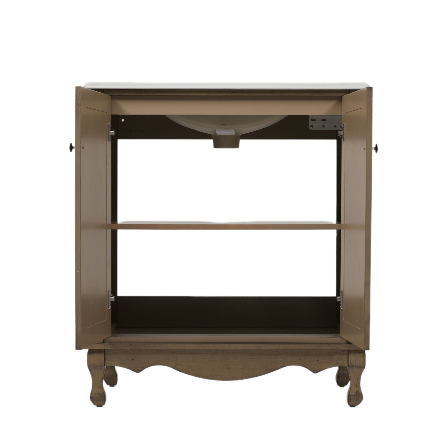 Vintage Bathroom Vanity With Ceramic Sink, Adjustable Shelves