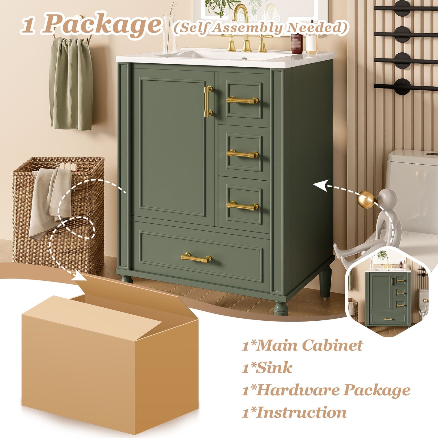 Traditional Bathroom Vanity Set With Soft Close Doors