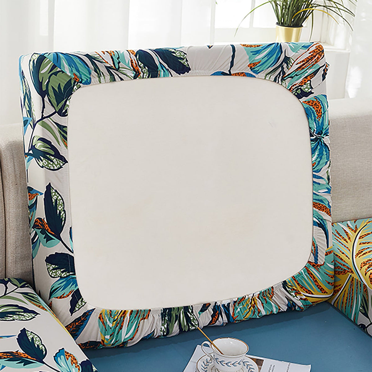 New Rainforest Leaf Sofa Seat Cover Solid Color Stretch Dustproof Printed Sofa Cover