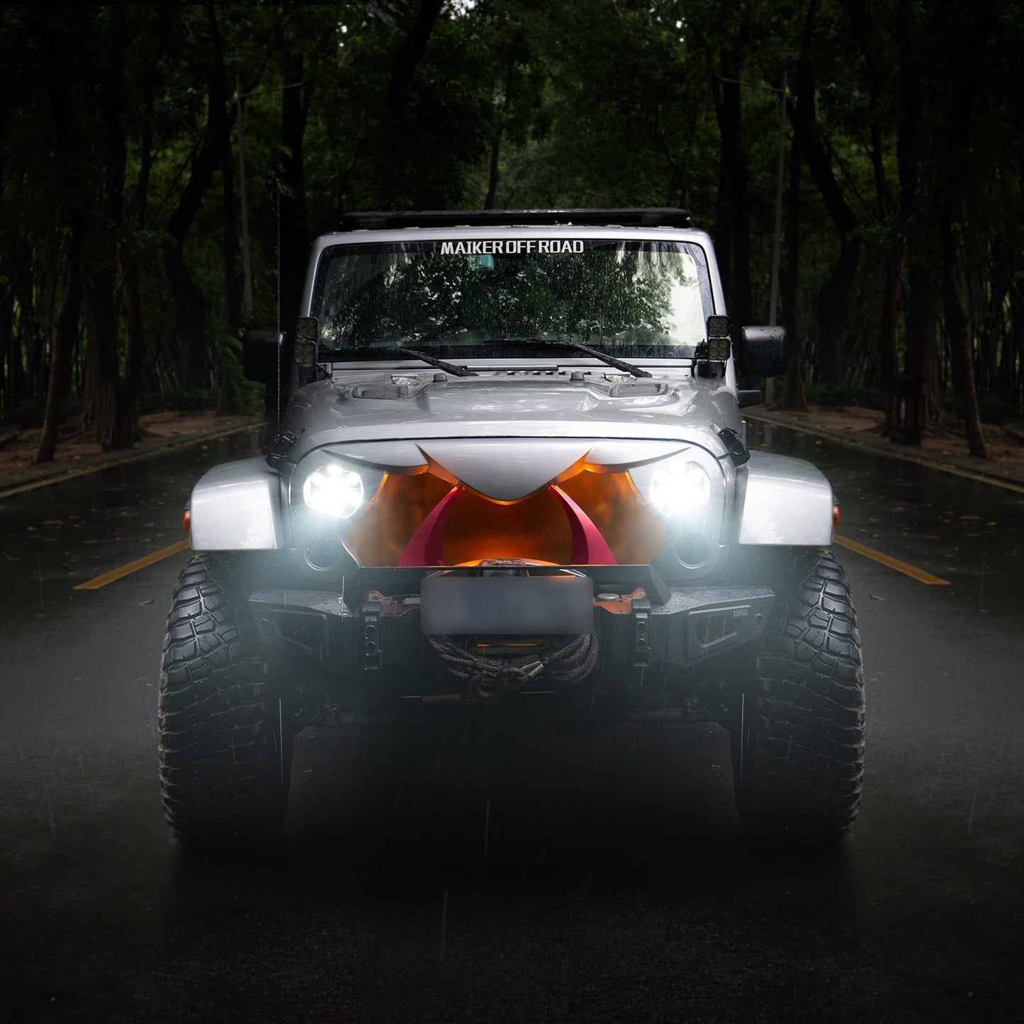 Halloween Front Grille Grid Grill for 2007-2017 Jeep Wrangler Rubicon Sahara Sport JK/JKU, Matte