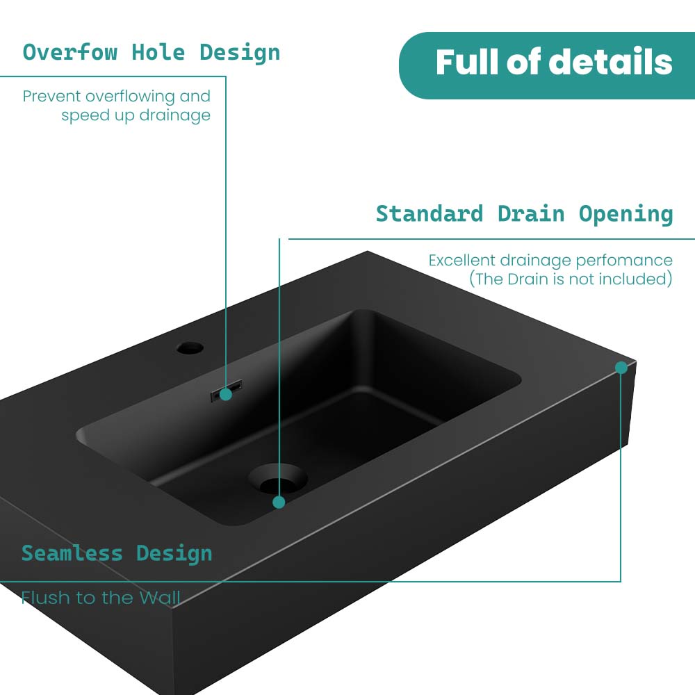 BB02-30-109 Integrated Engineered Solid Surface Basin Matt