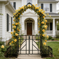 Metal Garden Arch with Gate and Planter for Climbing Plants