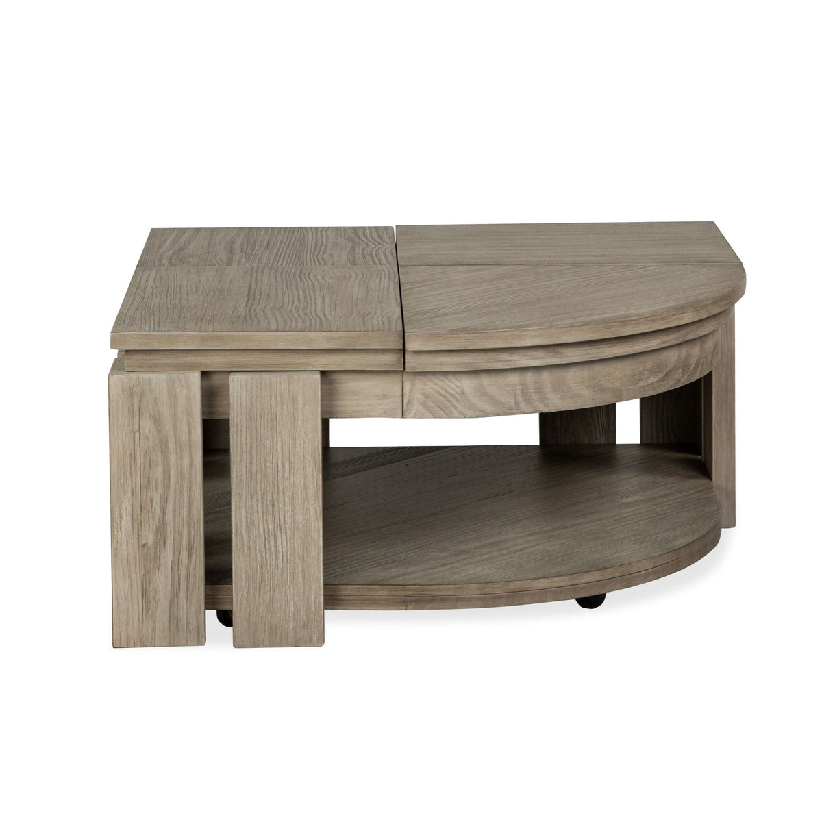 Conrad - Pie Shaped Lift Top Cocktail Table With Casters - Stone Harbor Gray