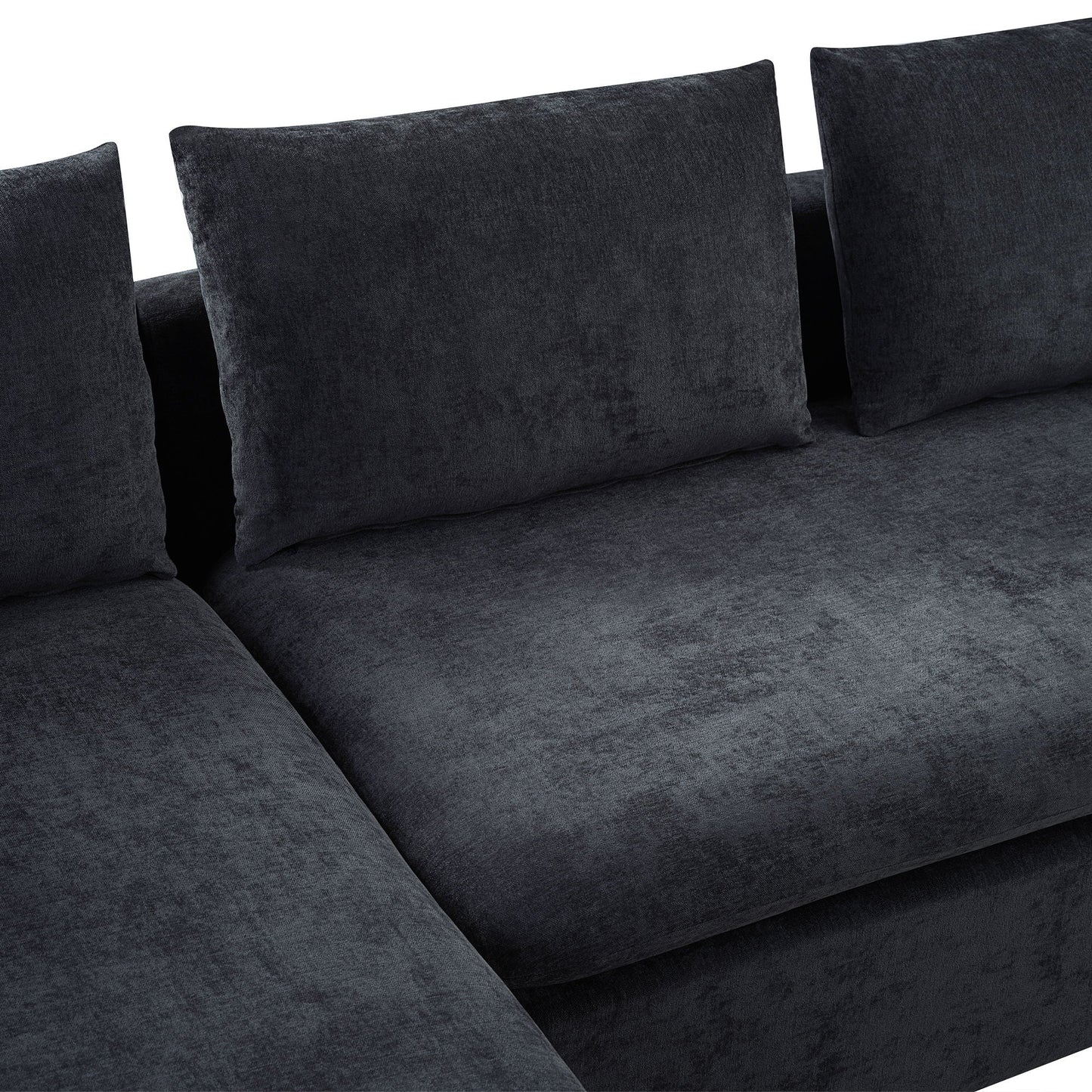 Modern L Shaped Sectional Sofa With Upholstery And Wooden Storage