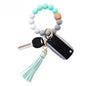 PU Tassel Keychain Bag charm Silicone Beaded Keychain Wristlet Key Ring Bracelet Cute Car Key Chain Holder for Women Girls