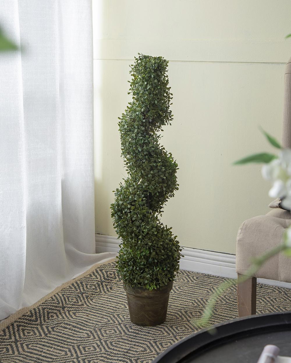 7.5x7.5x35" 3 Foot Tall Artificial Spiral Boxwood Tree
