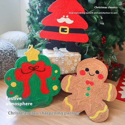 Christmas Sisal Mat Cat Scratch Board No Dandruff Wear-resistant