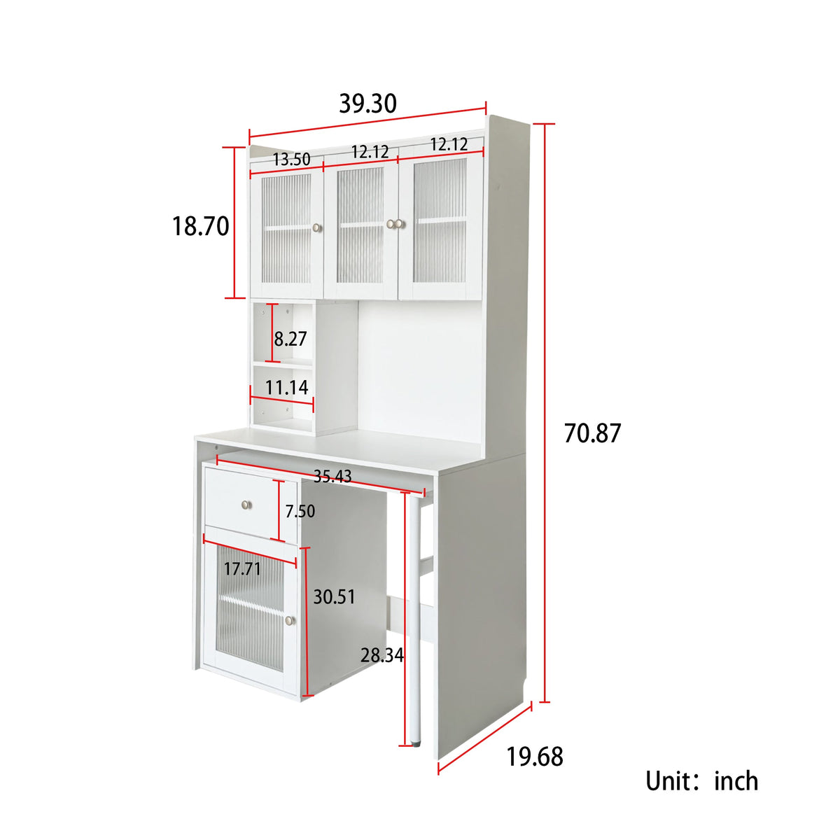 Computer Desk with Glass Door for Home Office or Study