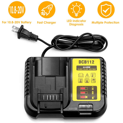 Rapid Charger Replacement Fit for Dewalt 10.8-20V Battery DCB107 DCB101 DCB200 DCB205