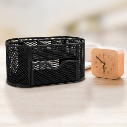 Metal Mesh Pencil Holders Desk Organizer w/9 Compartment Pen Holder Storage