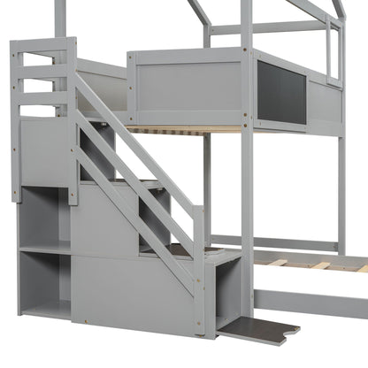 House Style Bunk Bed With Storage Staircase And board