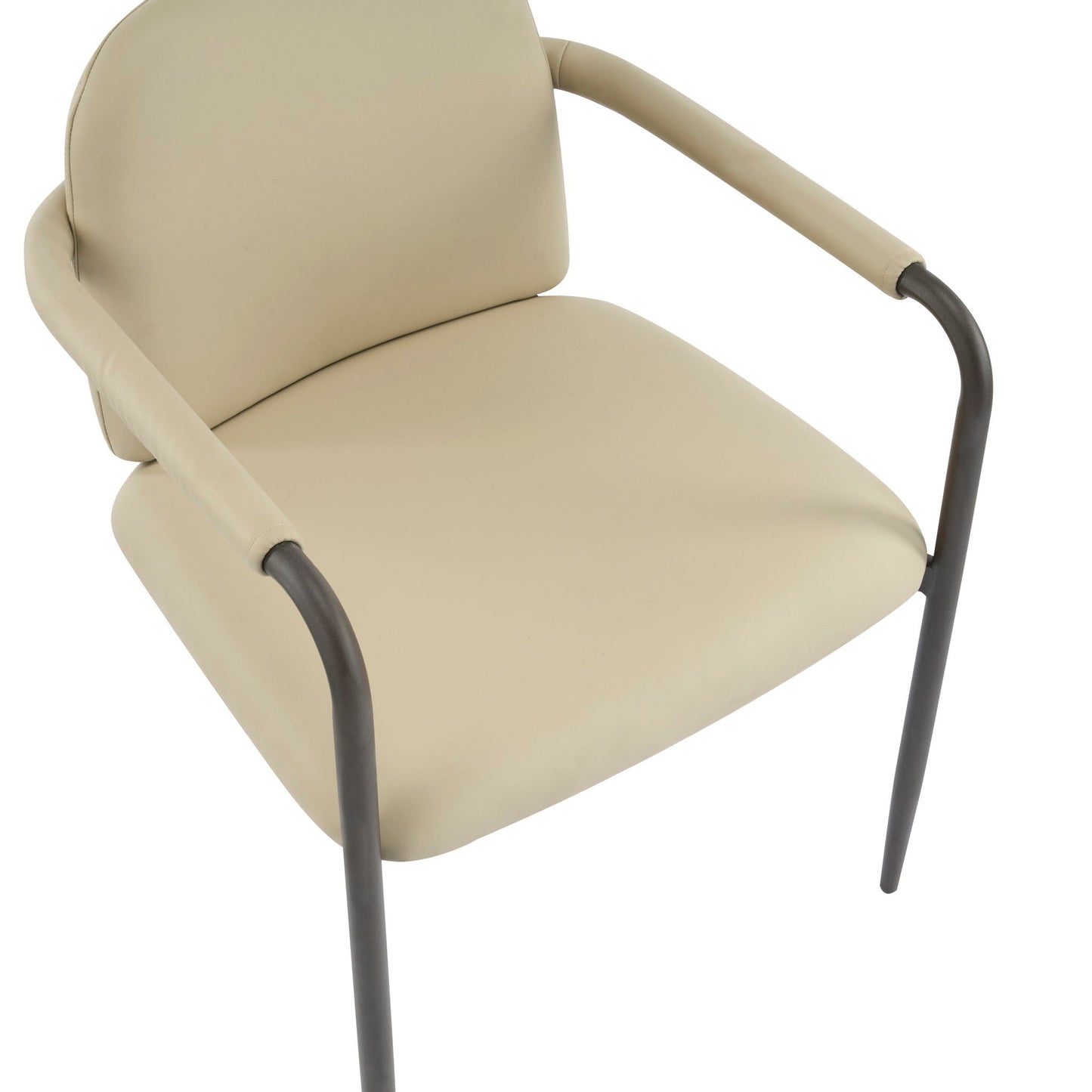 Modern Dining Chair Set of 2 with Iron Frame - Espresso / Khaki