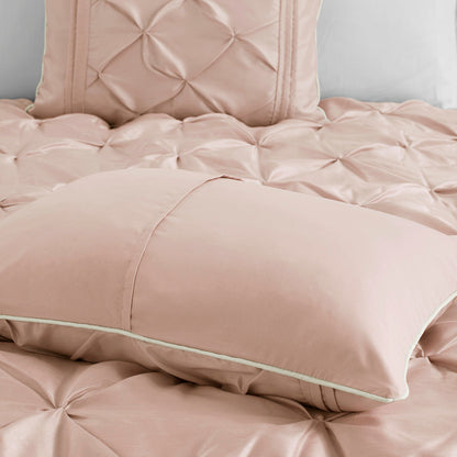 7 Piece Tufted Comforter Set Blush Cal King