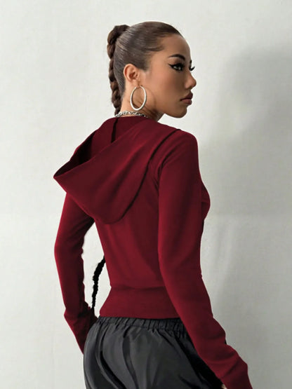 Zip-Up Long Sleeve Hoodie