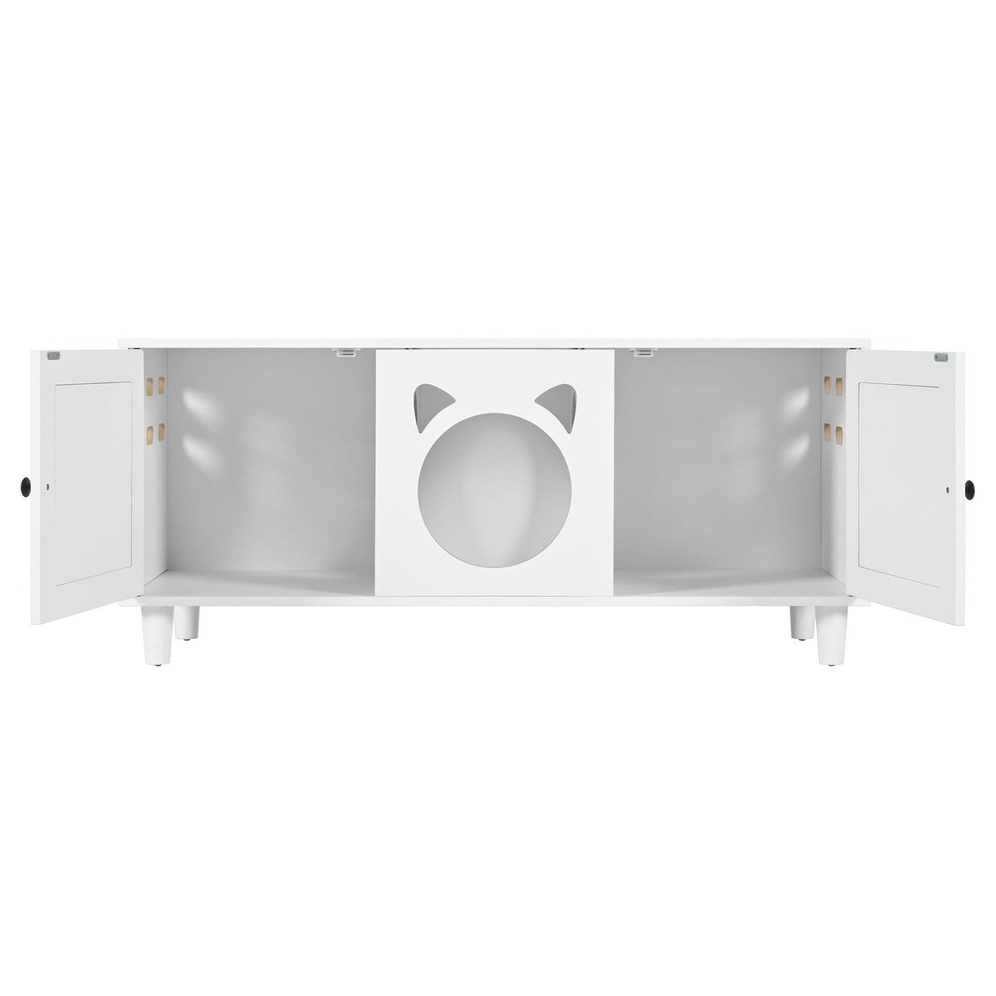 Furniture Style Cat Cabinet Cat Litter Box With Sisal Scratching Door - Cream White