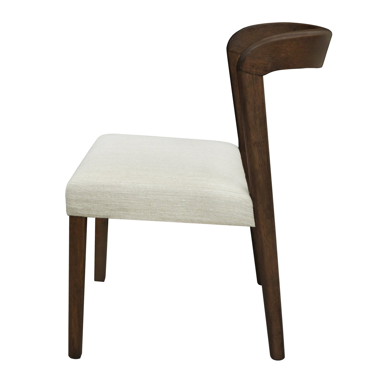 Solid Rubber Wood Dining Chairs (Walnut + Beige) Set of 2