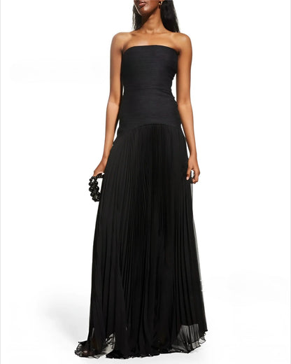Ribbed Pleated Tube Dress
