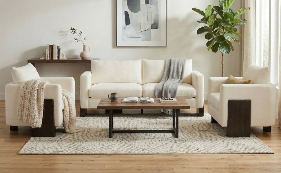 Cozy Sofa Set Oversized Comfy Cloud Sofa with Rubberwood Legs