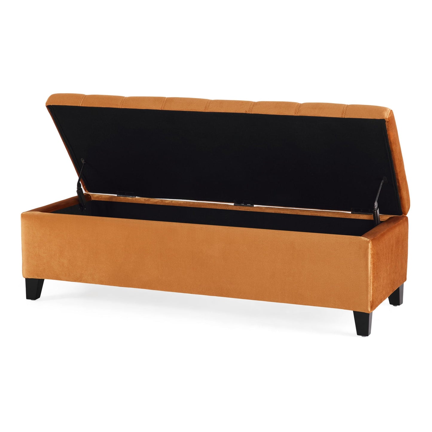 Wendover Elegant Tufted Storage Bench With Lift-Up Top And Birch Wood Legs