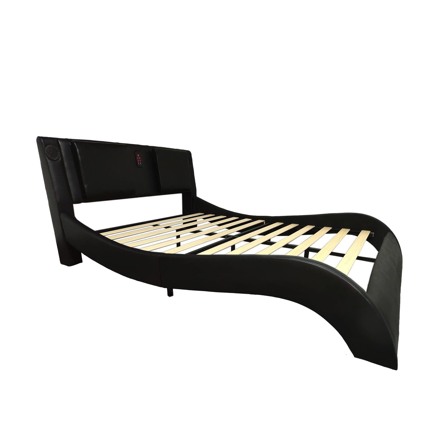 Platform Bed Frame With LED Lighting, Bluetooth Music, Vibration Massage