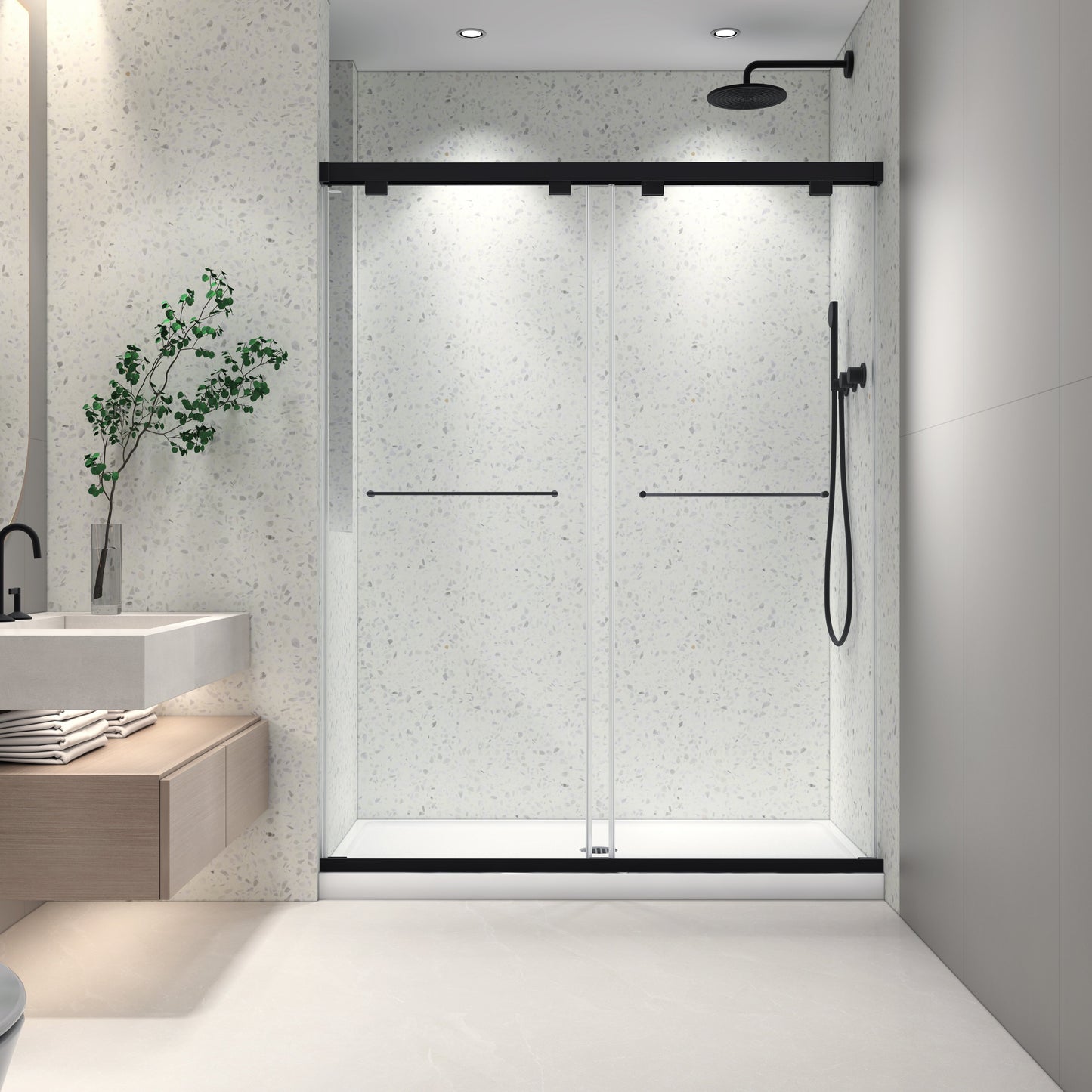 5476 Inch Frameless Double Sliding Matte Shower Door