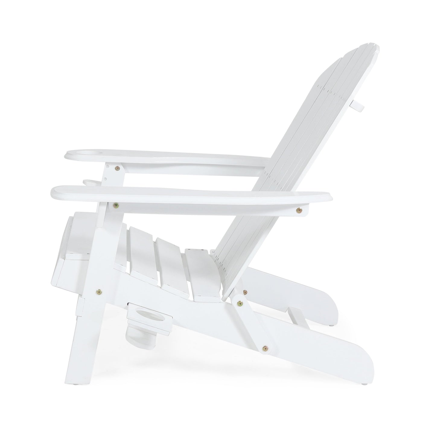 Zenithia Outdoor Foldable Adirondack Chair with 2 Cup Holders, White