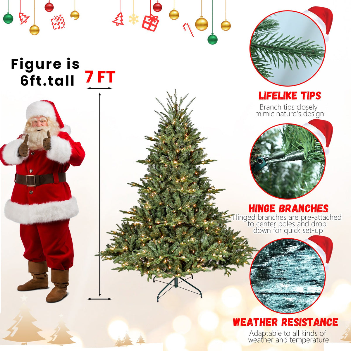 4FT Full-Shape Christmas Tree with 150 UL Lights