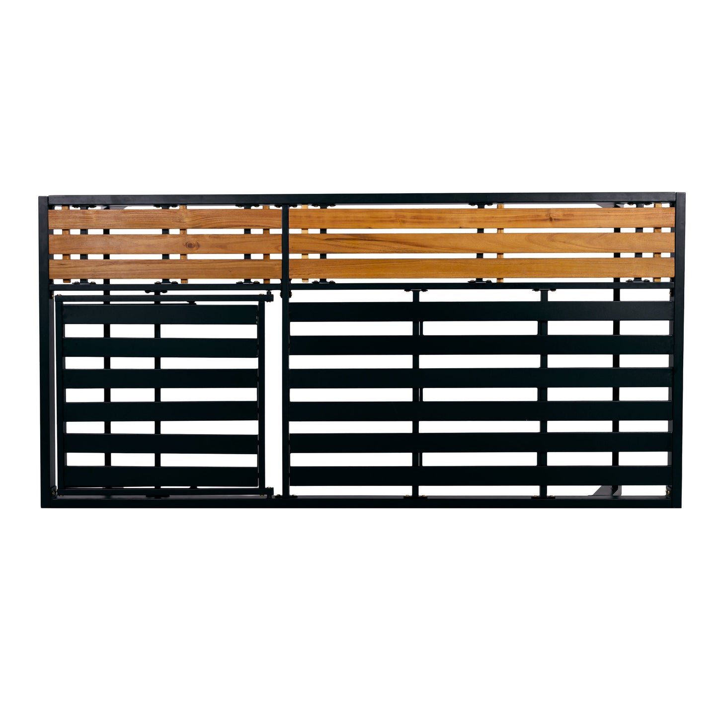 Black Iron + Teak Finish Wood Chaise Lounge Frame