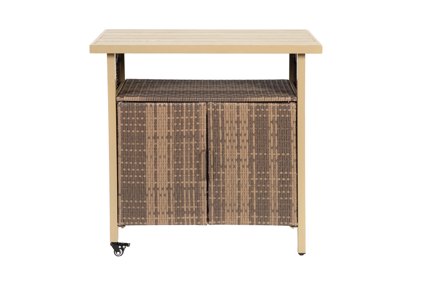 Outdoor Wicker Bar Cart with Wheels