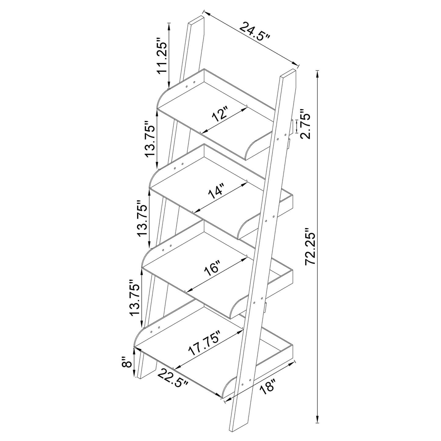 Cimarron - Ladder Bookcase With 4 Shelves - Clear