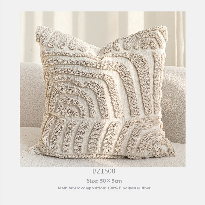 Sofa Throw Pillowcase Cream Color Three-dimensional Embroidery