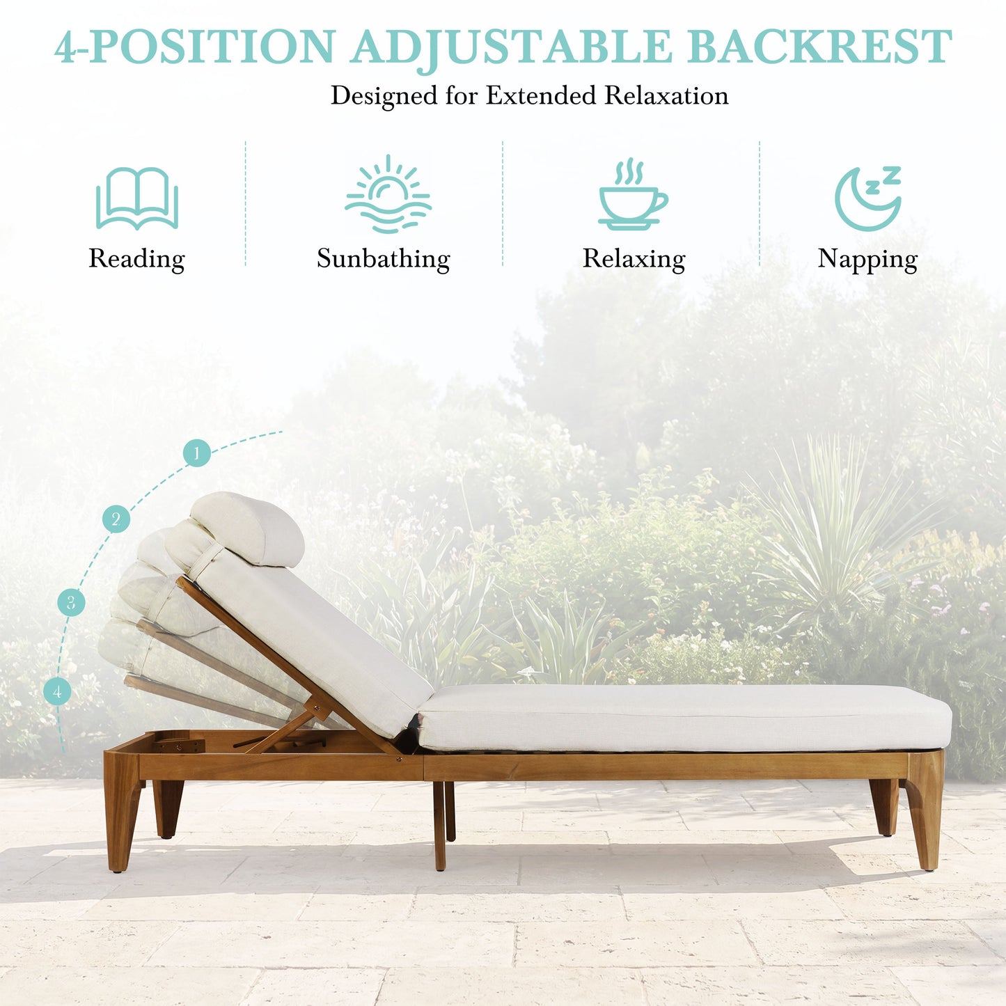 TOPMAX Acacia Wood Chaise Lounge