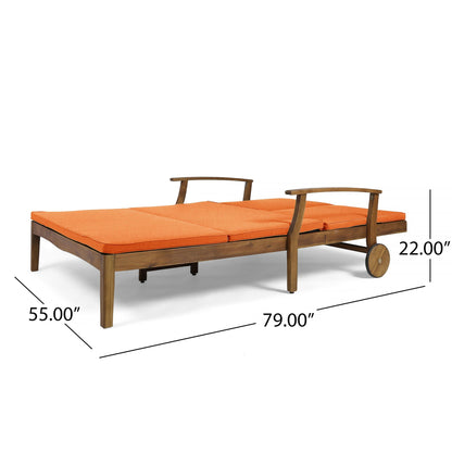 Etherealize Outdoor Adjustable Double Chaise Lounge With Water Resistant Cushions