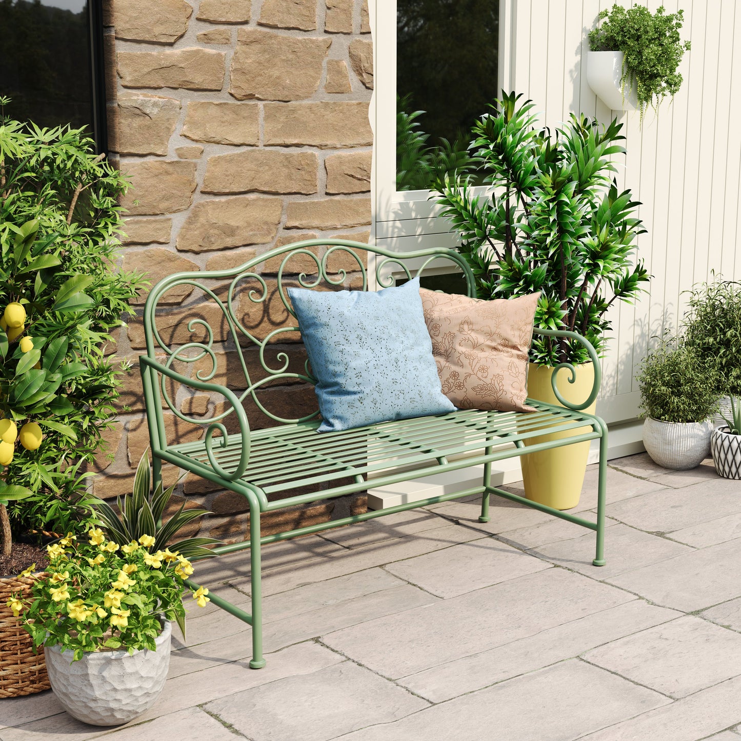 Sunnydaze Outdoor Garden Bench - Green