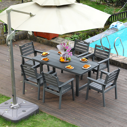 HDPE Outdoor Patio Dining Set - Table and Six Chairs