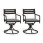 Set of 2 Powder-Coated Steel 360° Swivel Outdoor Dining Chairs with All-Weather Cushions