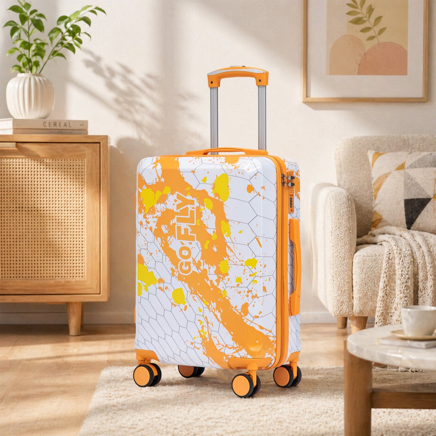 20 Inch PC Spinner Wheel Luggage, Carry-On Suitcase - Orange
