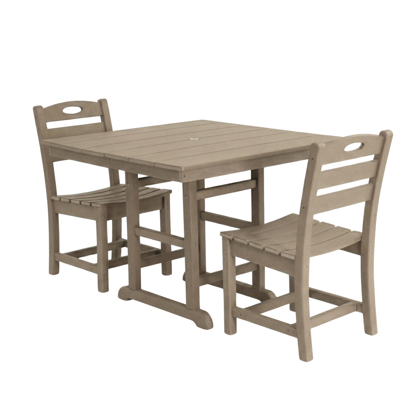 Antique Wood HDPE Outdoor Patio Dining Set, 37.8 in. Square Table with 2 Chairs