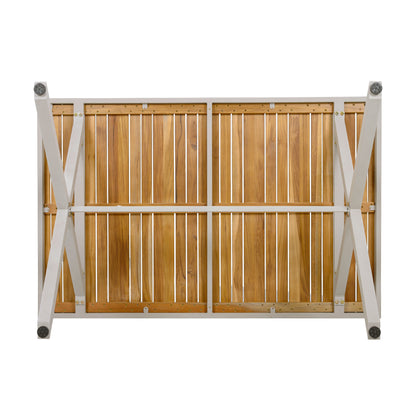 Teak Wood Top Outdoor Table with Steel Frame