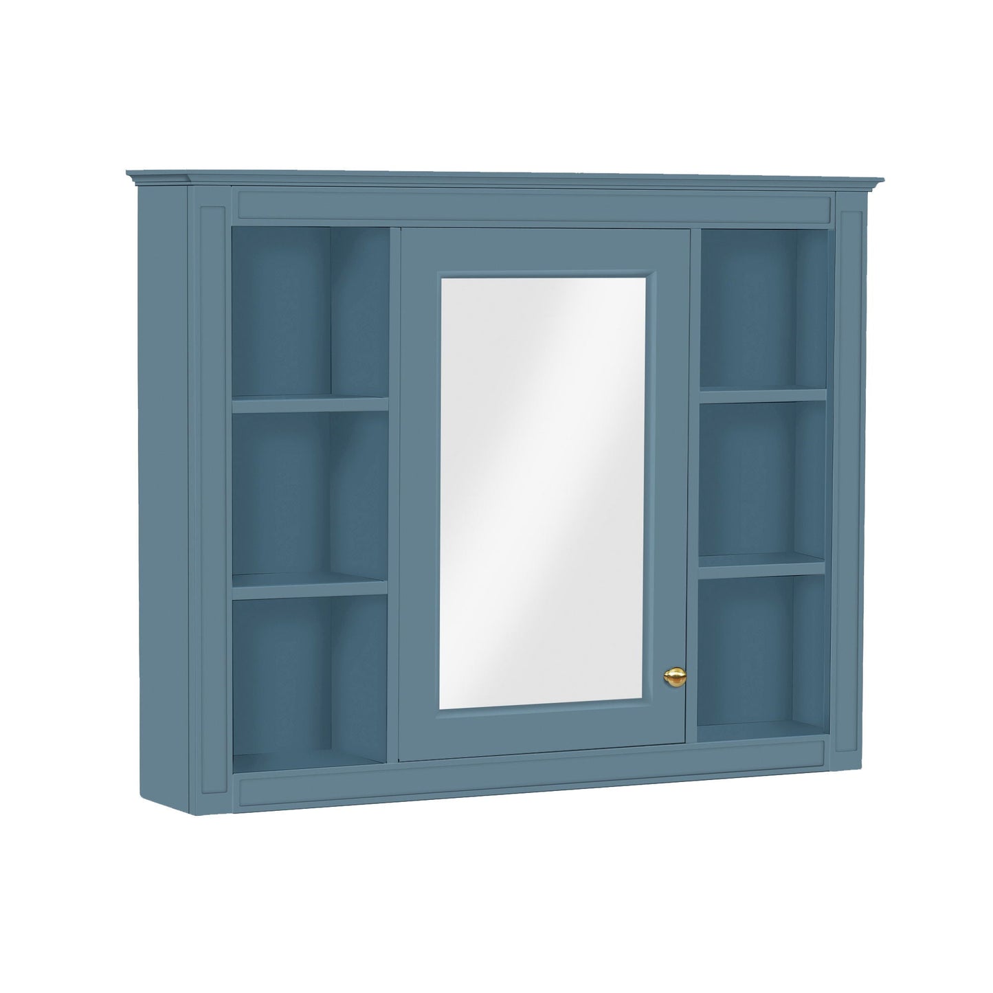 Wall Mounted Medicine Cabinet With Mirror, Storage Cabinet Featuring 6 Open Shelves And Adjustable Interior
