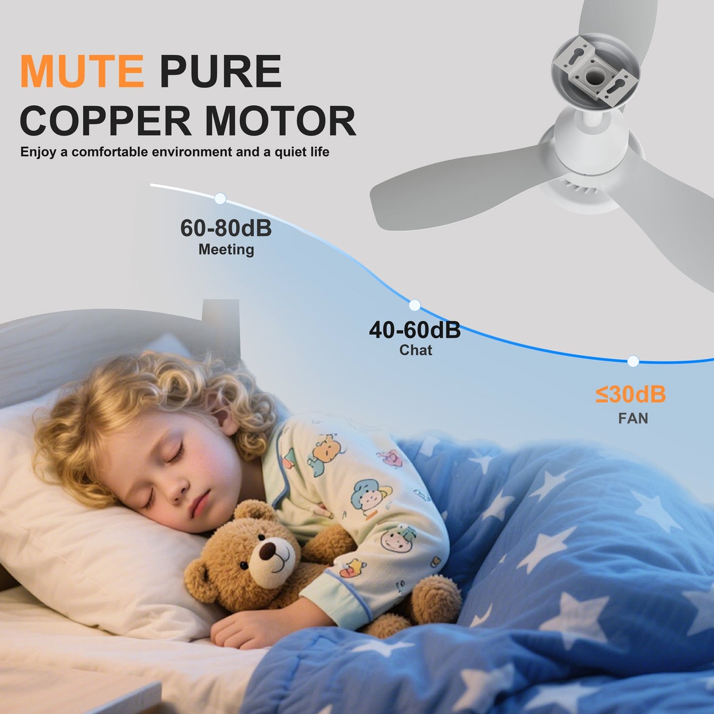 24.4" Modern Ceiling Fan with Light
