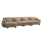 Modern Sectional Sofa With Ottoman, Round Bolster Armrests, Waist And Throw Pillows