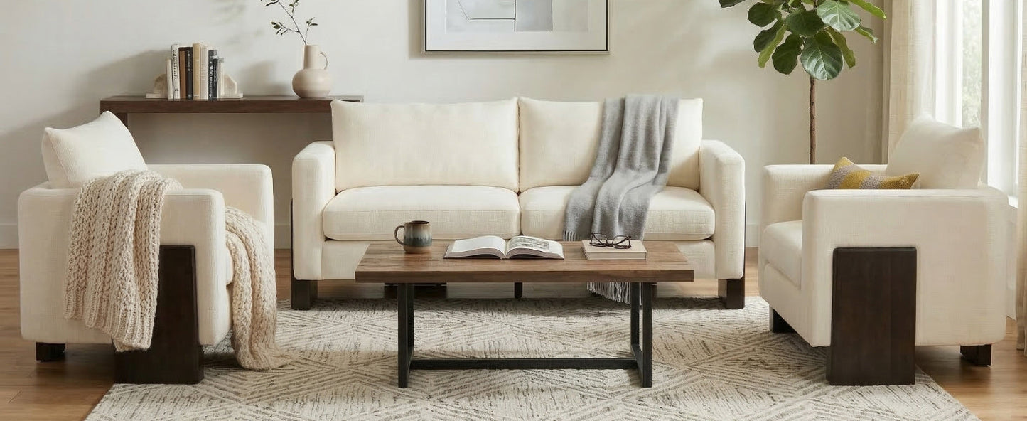 Cozy Sofa Set Oversized Comfy Cloud Sofa with Rubberwood Legs