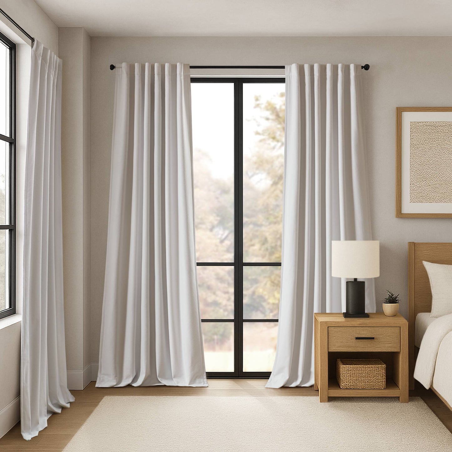 2-PK 52x84" Sound Blocking Total Blackout Curtain Panel Pair White