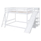 Bunk Bed With Ladder, Slide, And Shelves Pine Wood